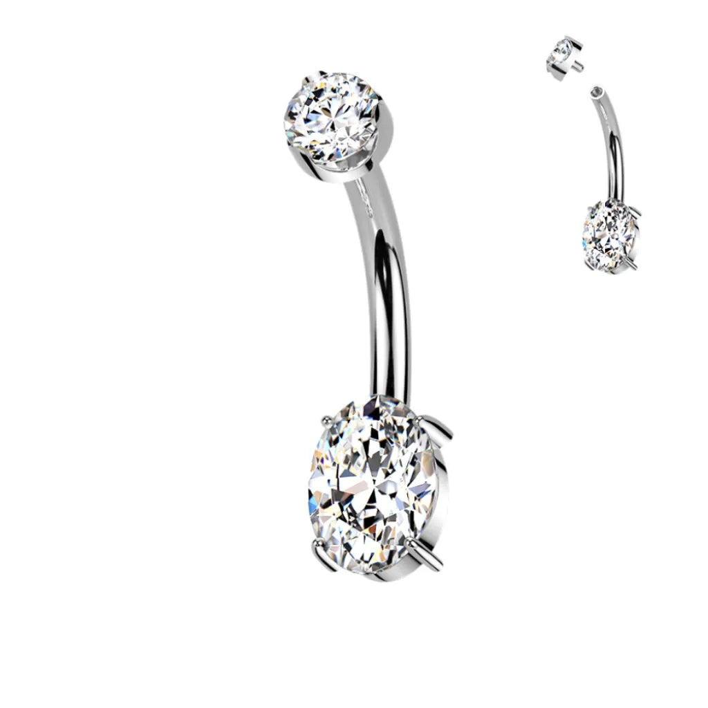 Piercing para ombligo de titanio y diamante de moisanita