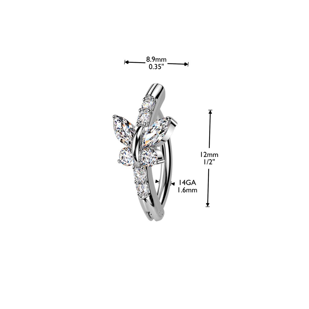 Bauchnabelpiercing Ring Kristallschmetterling