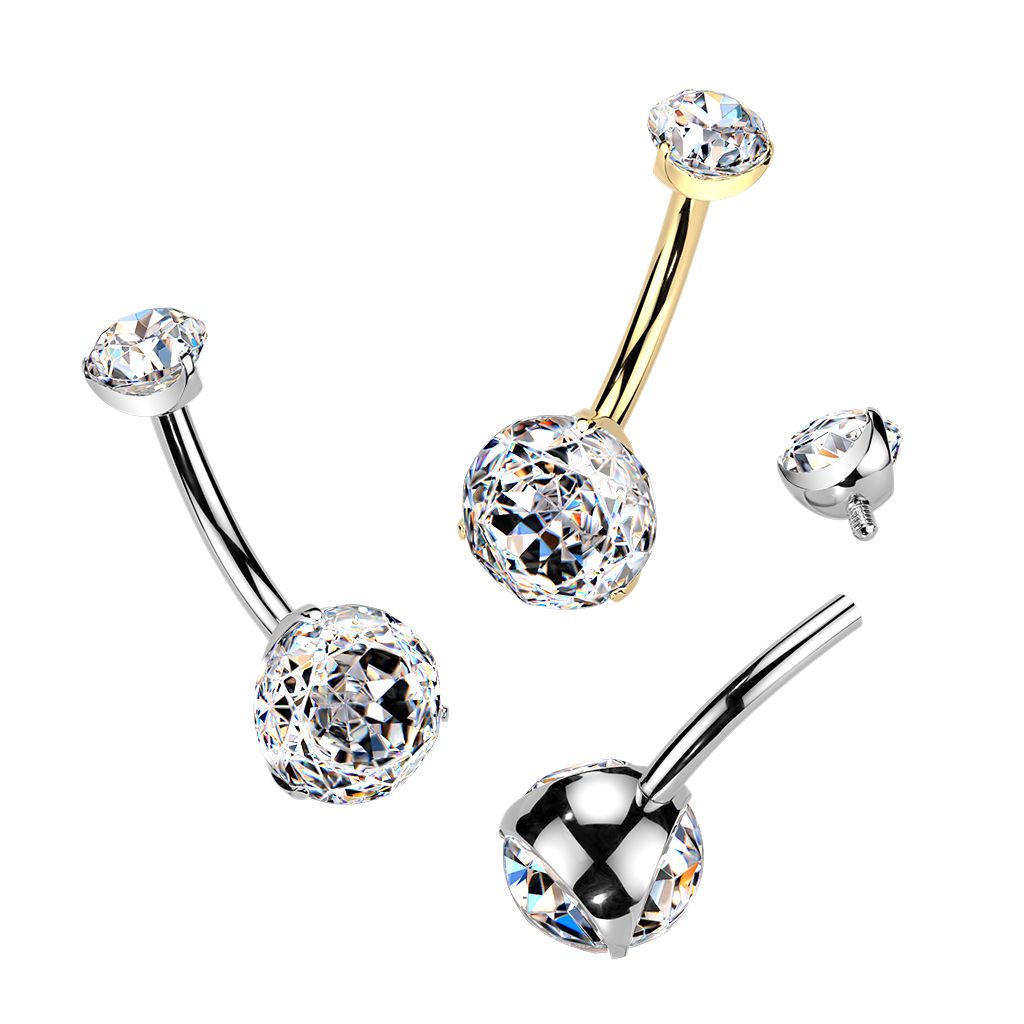 Bauchnabelpiercing aus Titan Rose-cut 24K