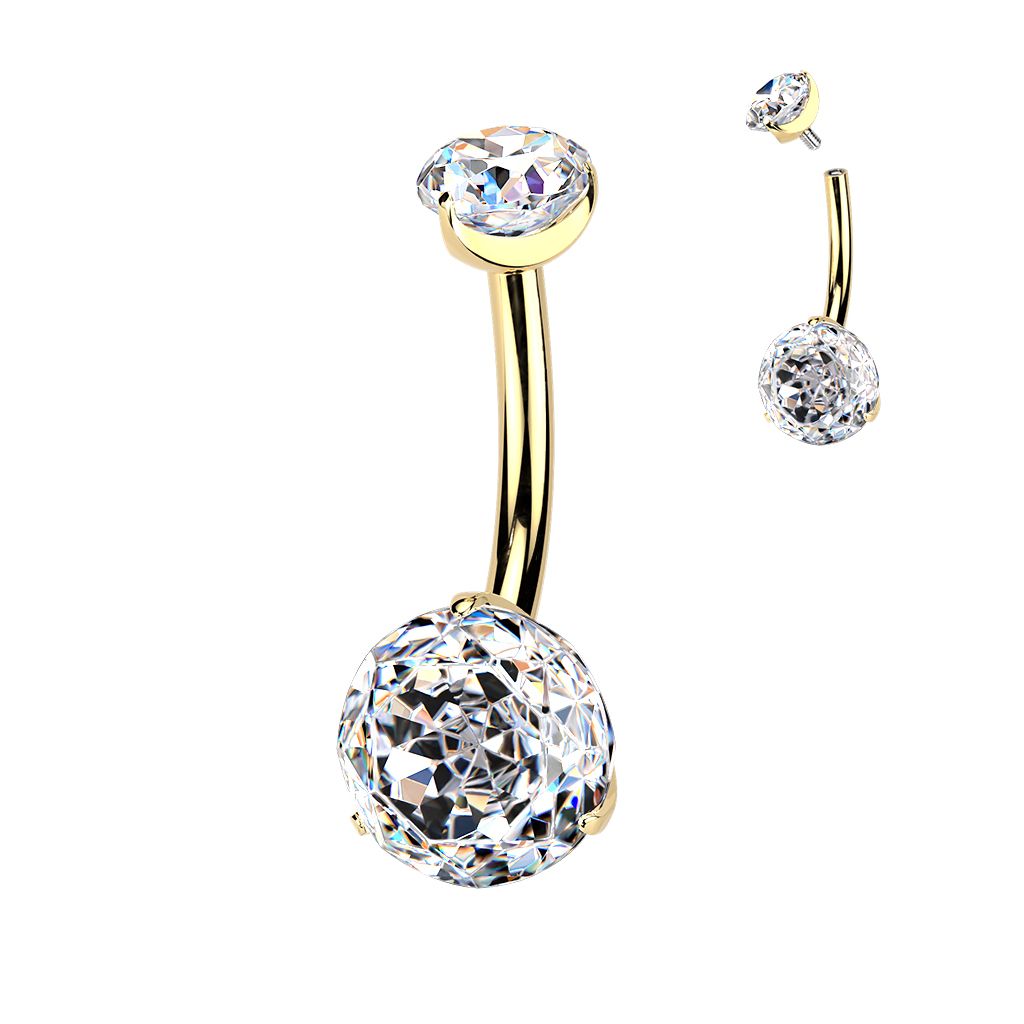 Bauchnabelpiercing aus Titan Rose-cut 24K 