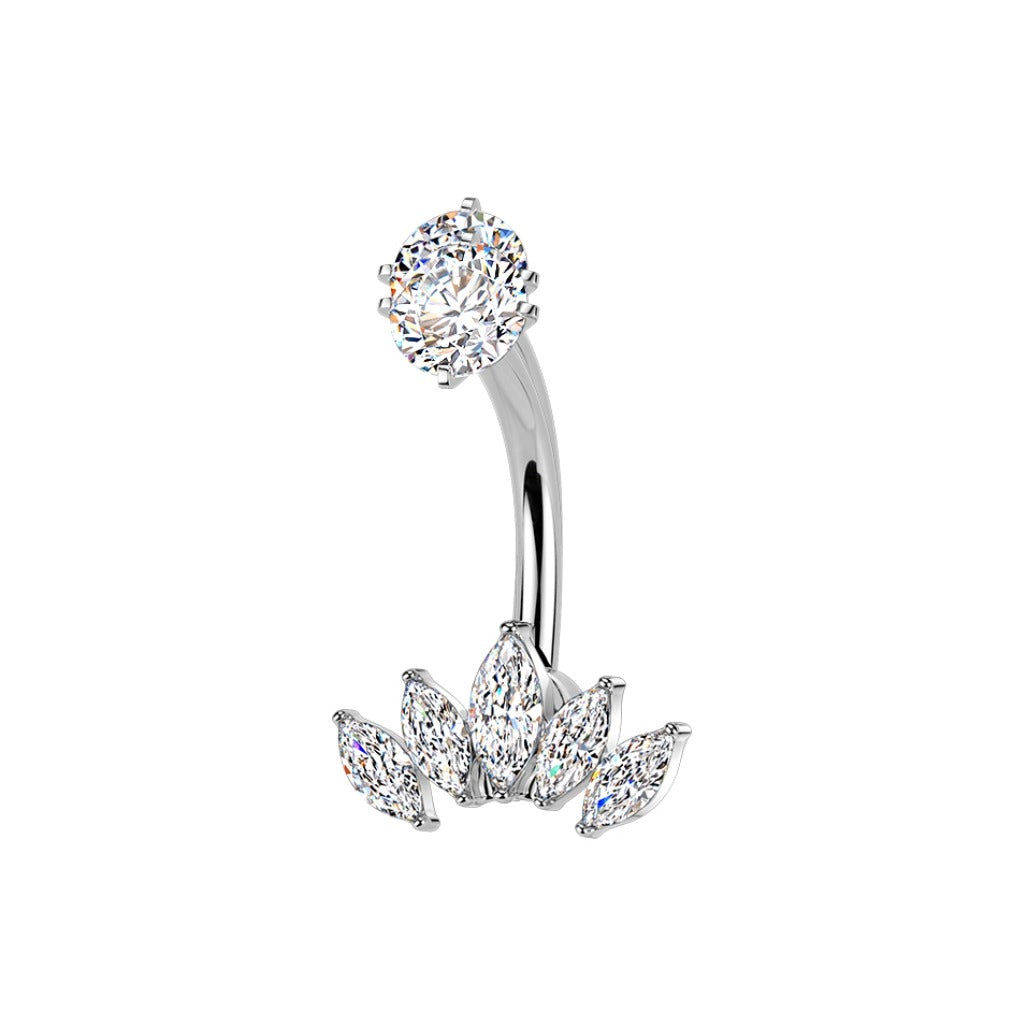 Bauchnabelpiercing aus Titan mit Innengewinde und Krone aus CZ