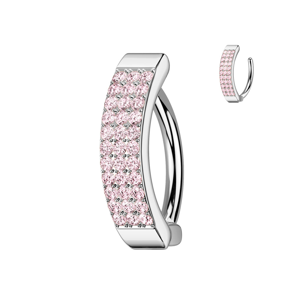 Bauchnabelpiercing Ring drei Reihen CZ
