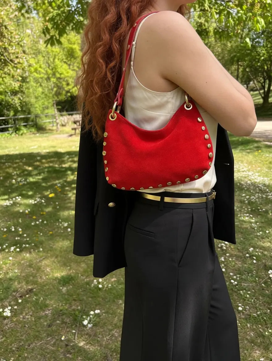Kleine rote Handtasche aus echtem Leder