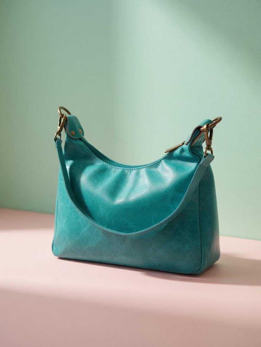 Umhängetasche aus Leder für Damen in Türkis