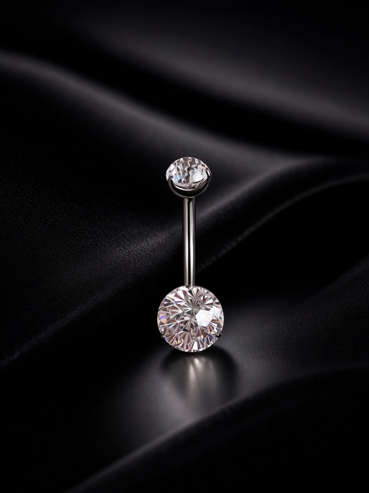Bauchnabelpiercing aus Titan ASTM F-136 mit Kristall im Feuerwerk-Schliff
