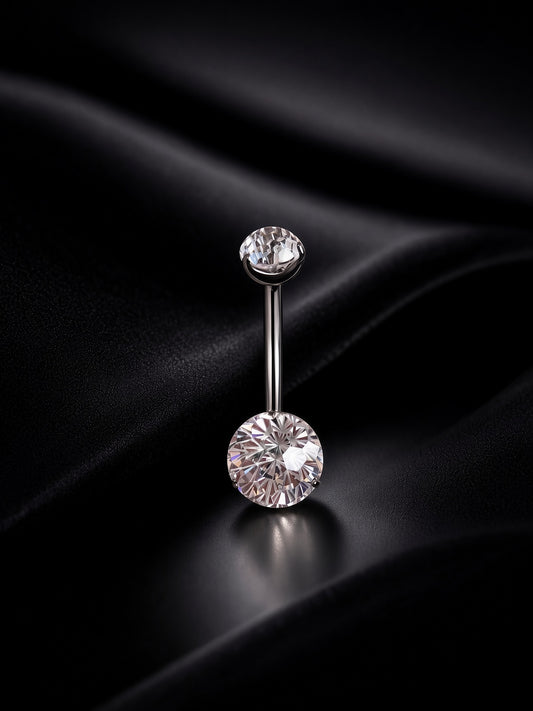 Bauchnabelpiercing aus Titan ASTM F-136 mit Kristall im Feuerwerk-Schliff