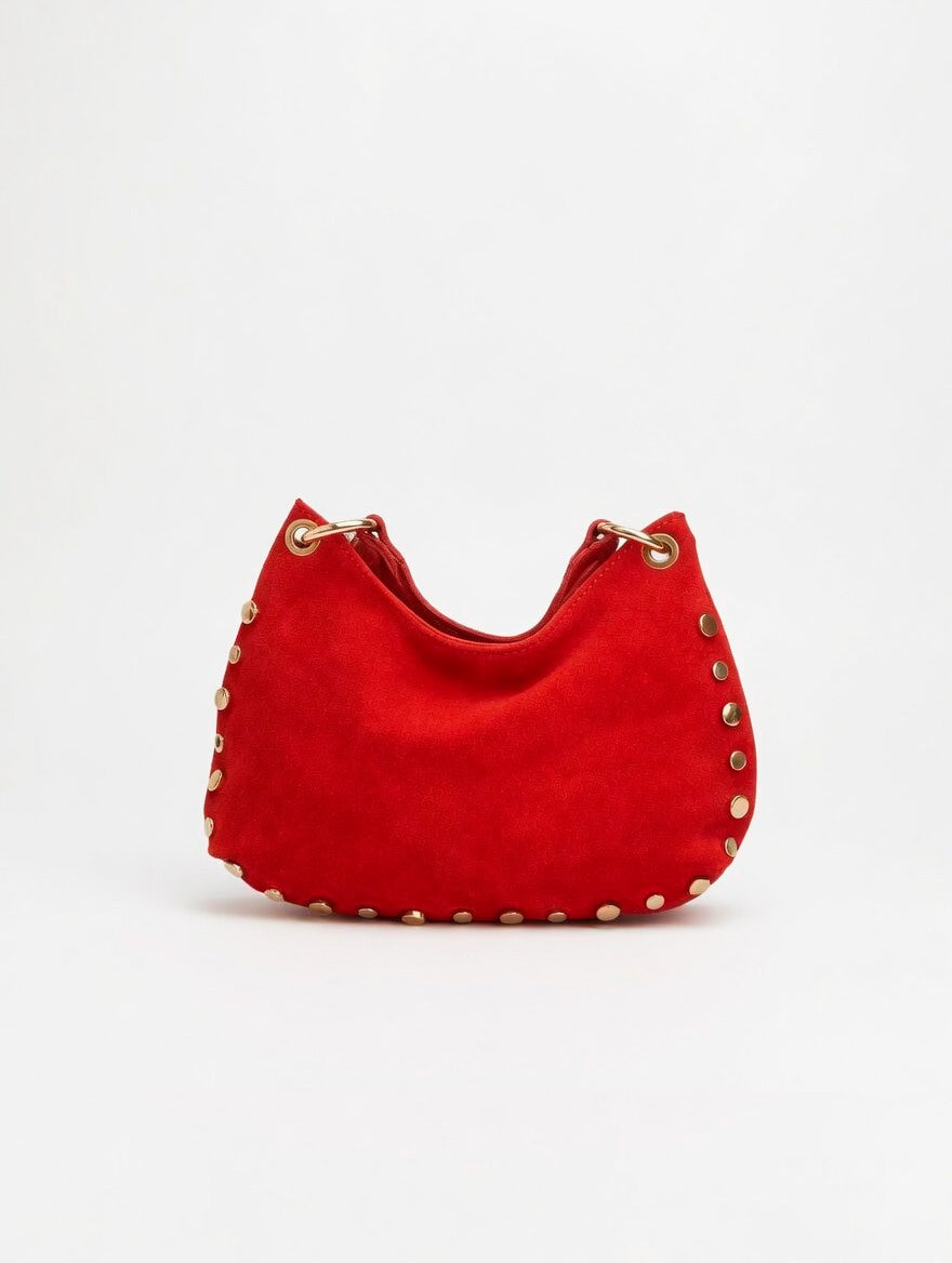 Kleine rote Handtasche aus echtem Leder