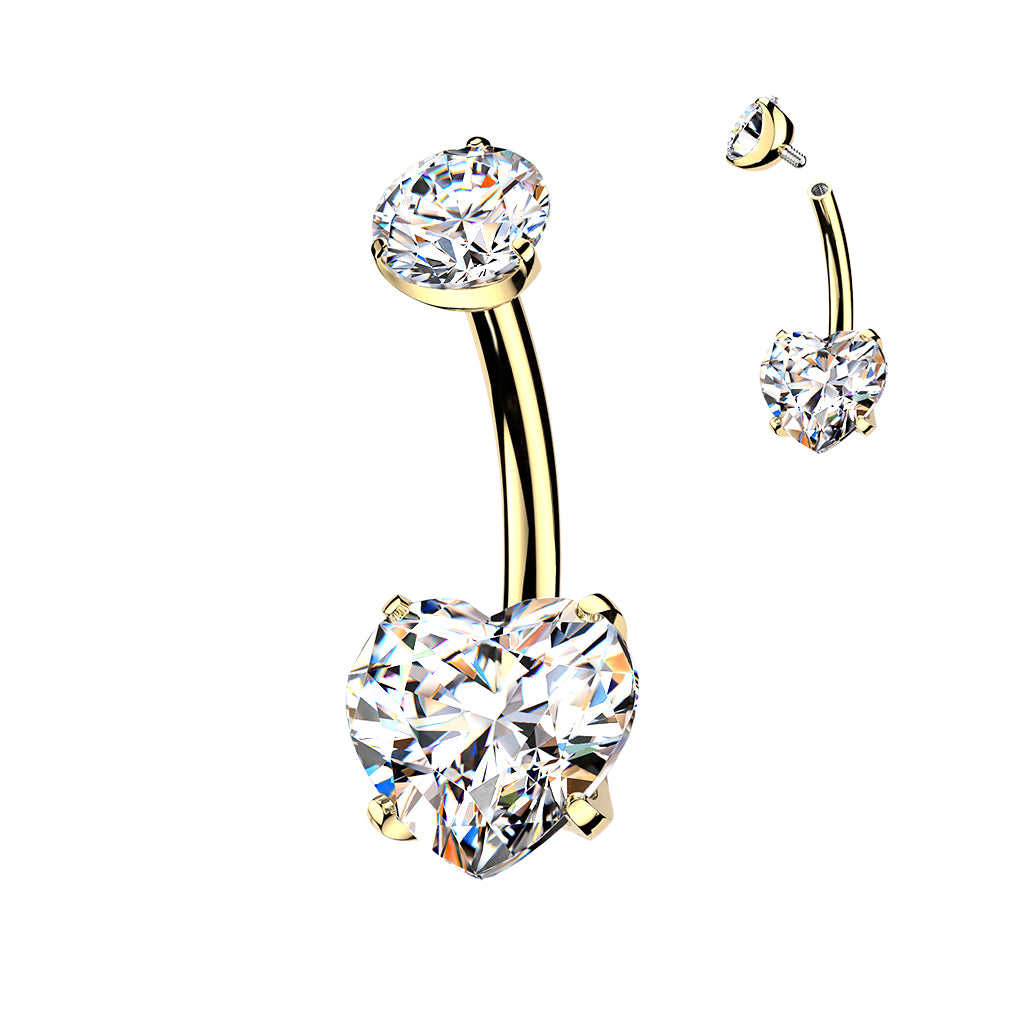 Bauchnabelpiercing 24K vergoldet Herz
