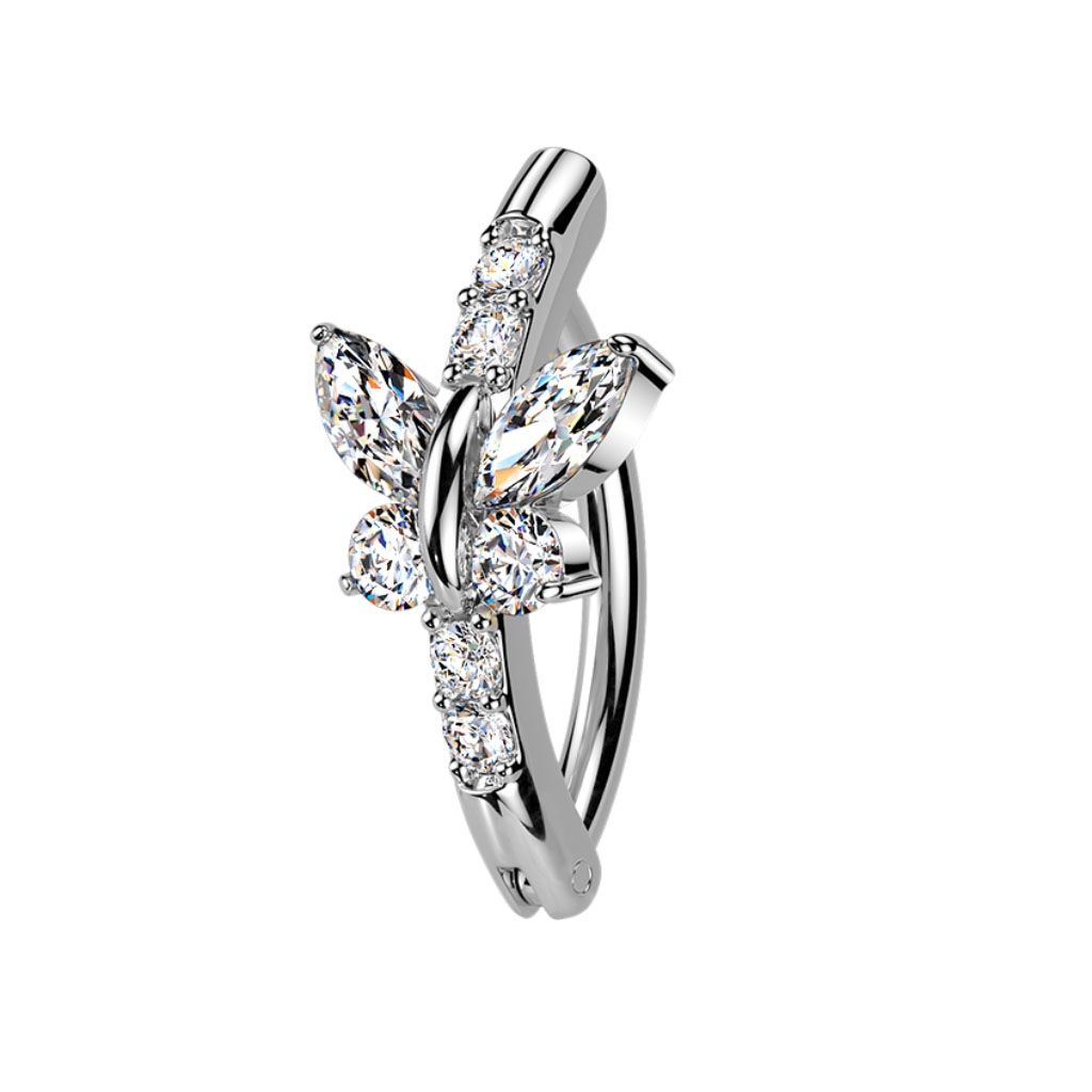 Bauchnabelpiercing Ring Kristallschmetterling