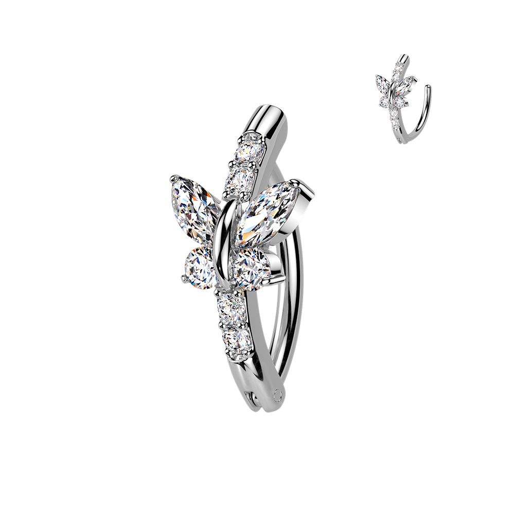 Bauchnabelpiercing Ring Kristallschmetterling