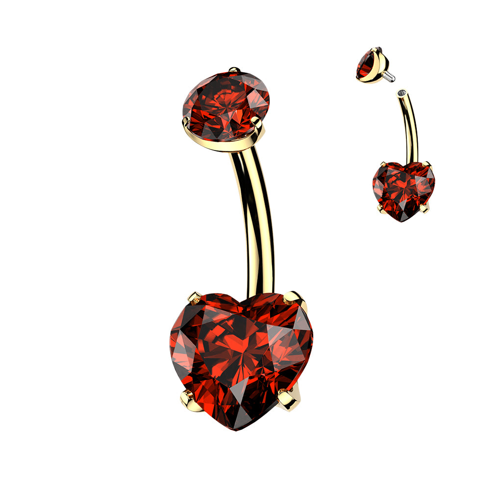 Bauchnabelpiercing 24K vergoldet Herz