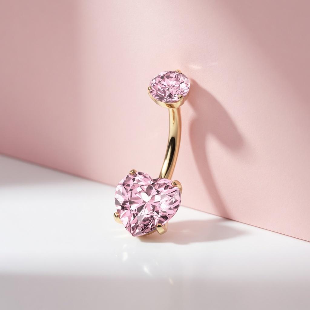 Bauchnabelpiercing 24K vergoldet Herz