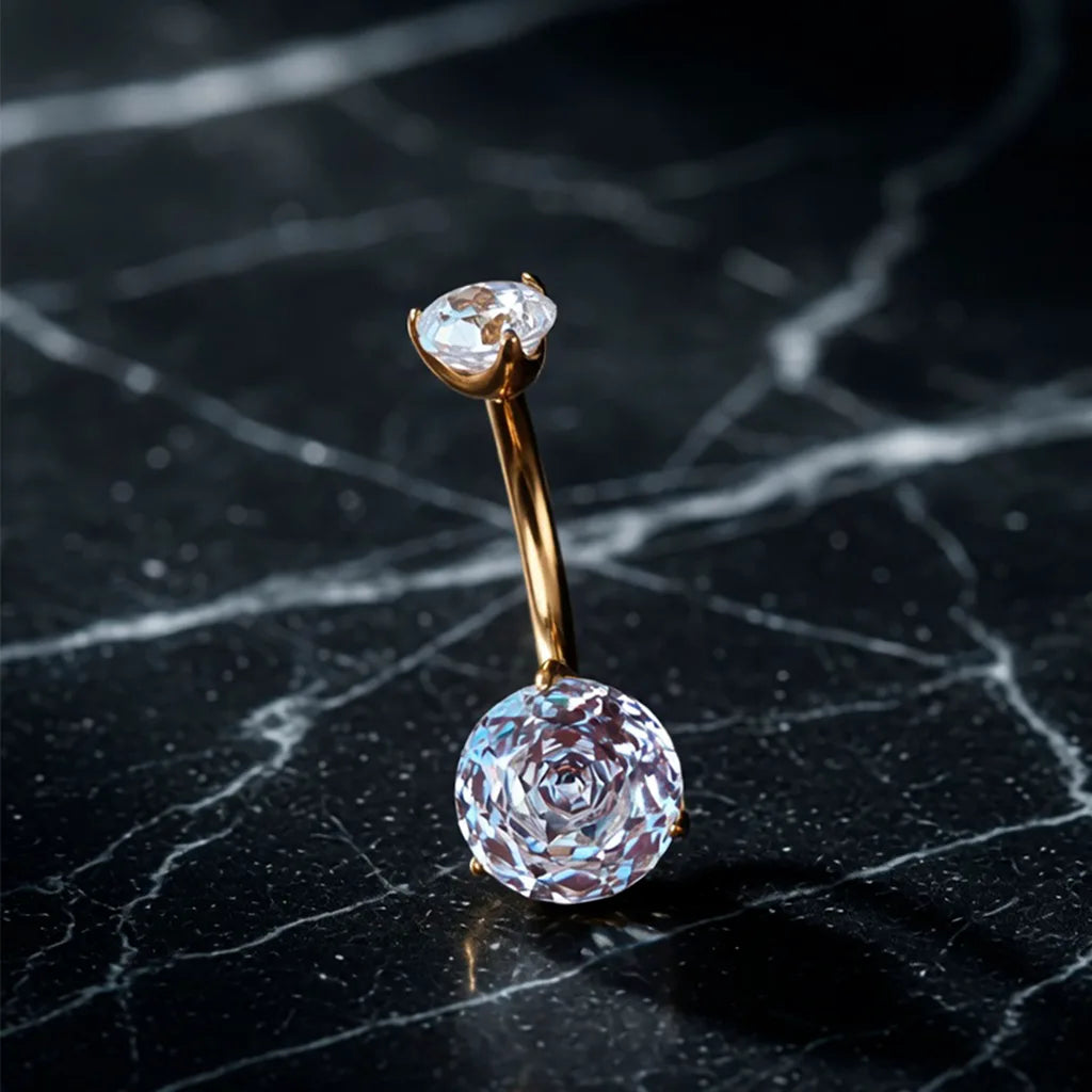 Bauchnabelpiercing aus Titan Rose-cut 24K 