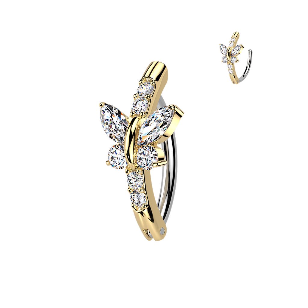 Bauchnabelpiercing Ring Kristallschmetterling