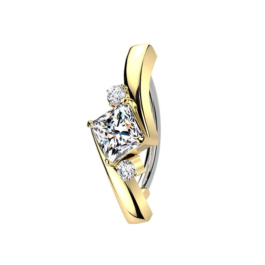 Bauchnabelpiercing ring mit Kristall-Rhombus