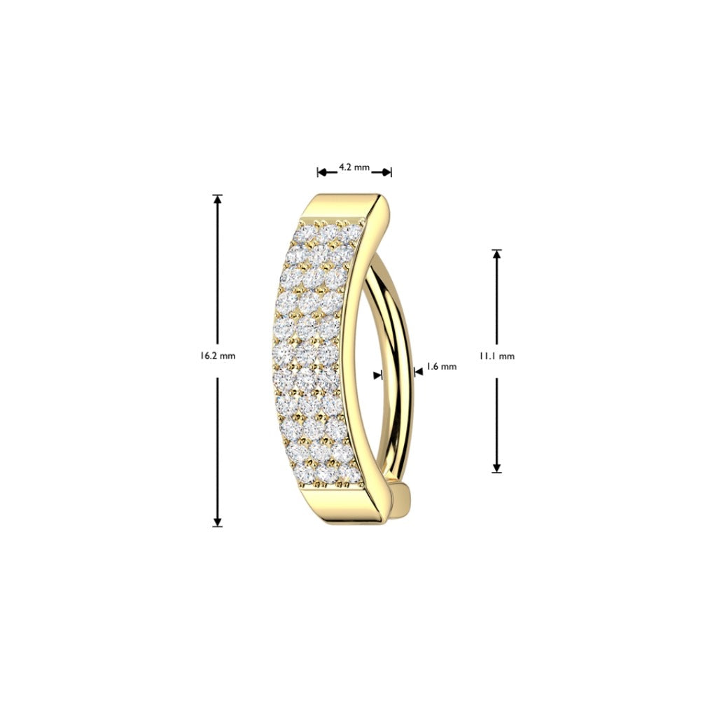 Bauchnabelpiercing Ring drei Reihen CZ