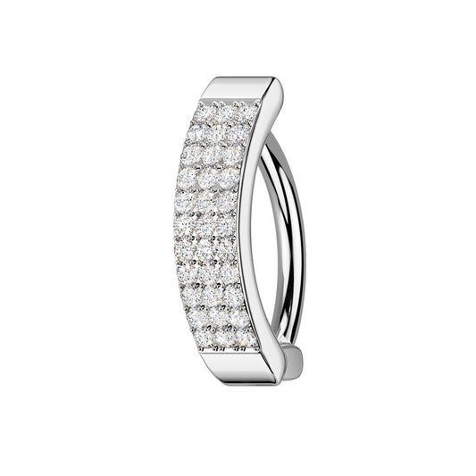 Bauchnabelpiercing Ring drei Reihen CZ