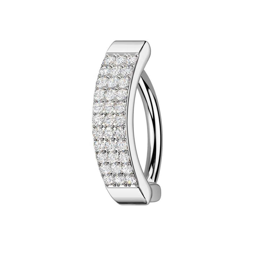 Bauchnabelpiercing Ring drei Reihen CZ