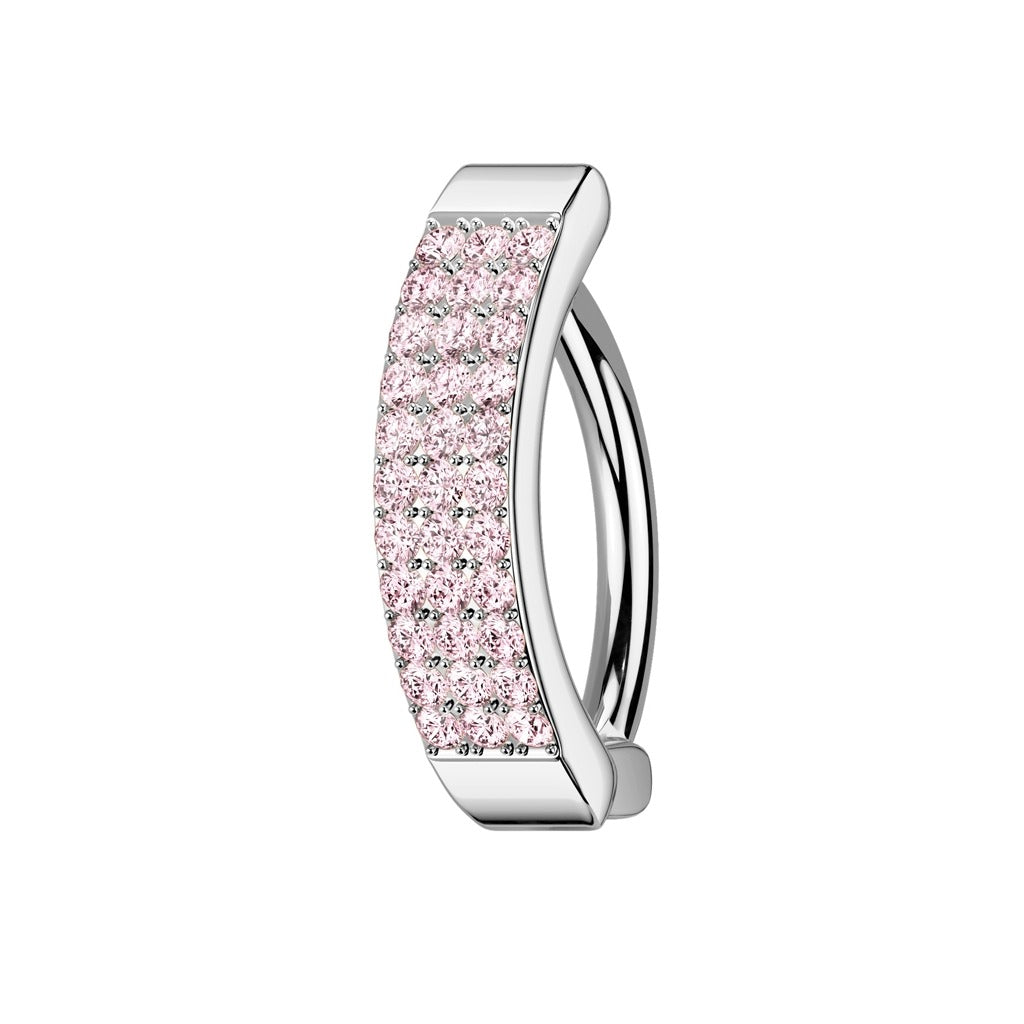Bauchnabelpiercing Ring drei Reihen CZ