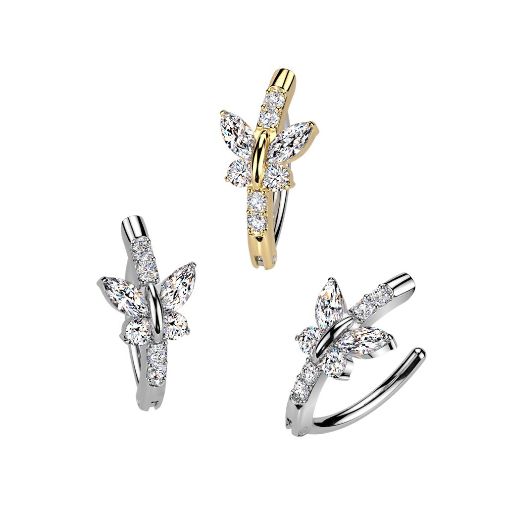 Bauchnabelpiercing Ring Kristallschmetterling