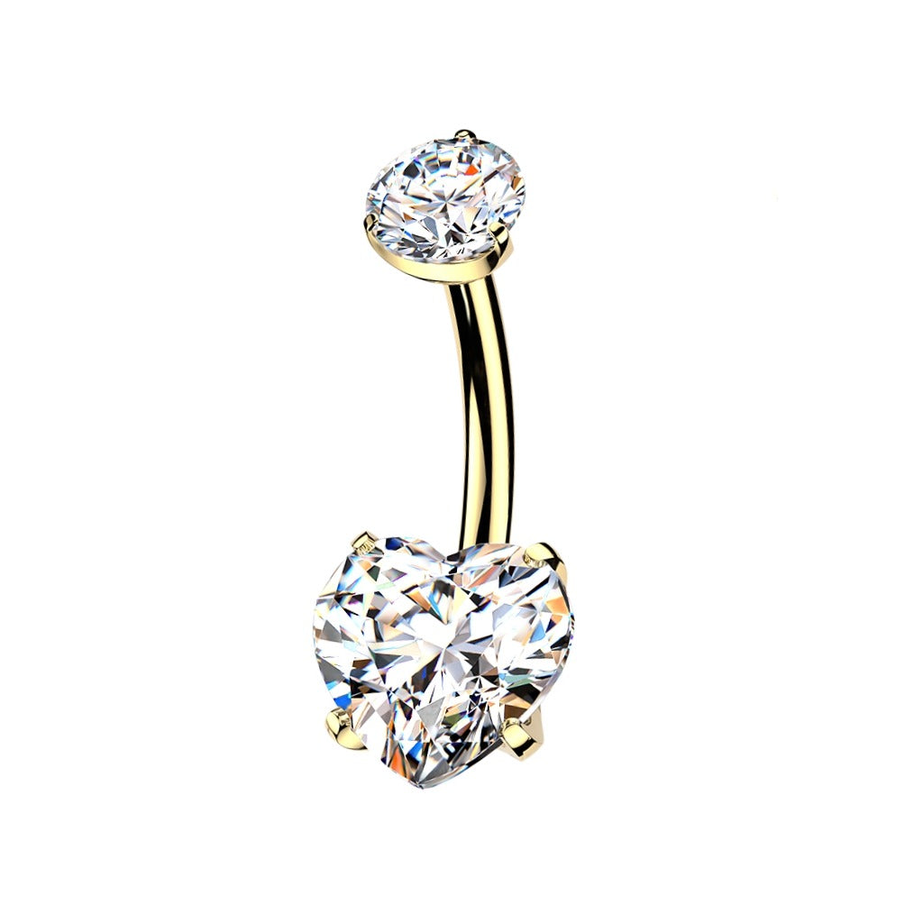 Bauchnabelpiercing 24K vergoldet Herz