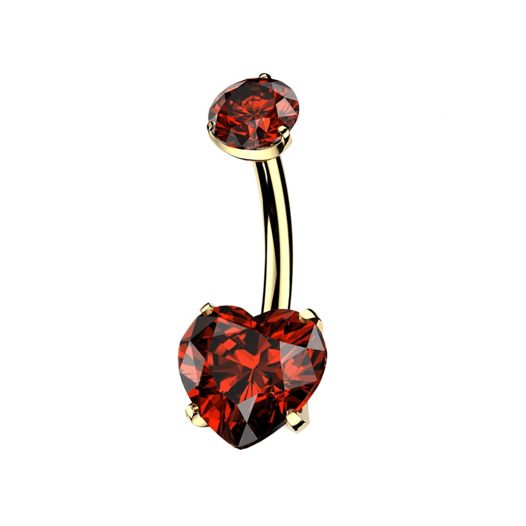 Bauchnabelpiercing 24K vergoldet Herz