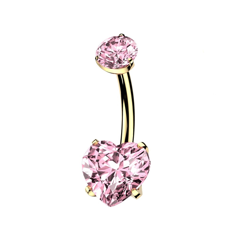 Bauchnabelpiercing 24K vergoldet Herz