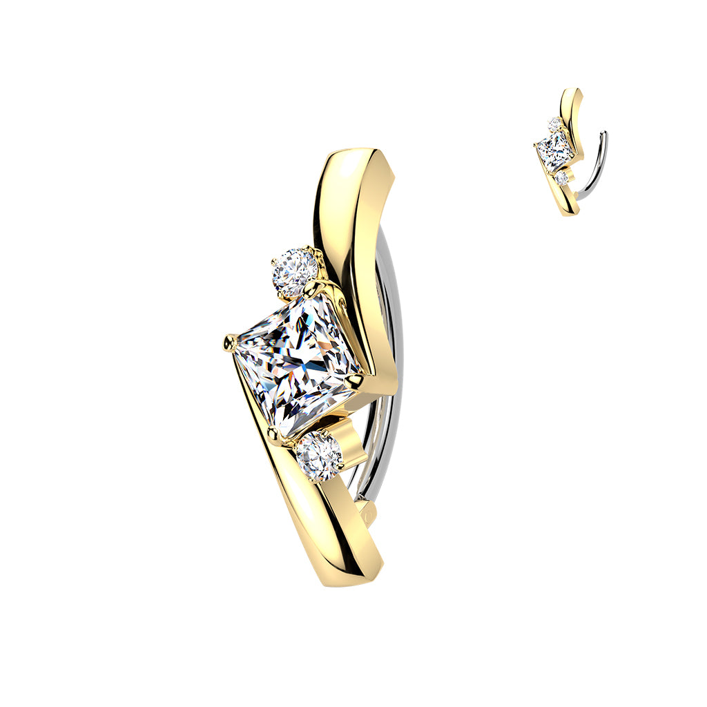 Piercing para ombligo tipo aro rombo