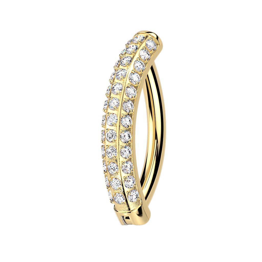 Bauchnabelpiercing Ring aus Titan drei Reihen CZ