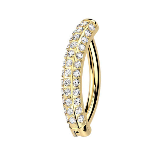 Bauchnabelpiercing Ring aus Titan drei Reihen CZ