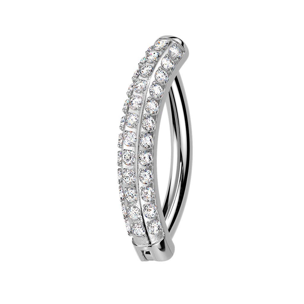 Bauchnabelpiercing Ring aus Titan drei Reihen CZ