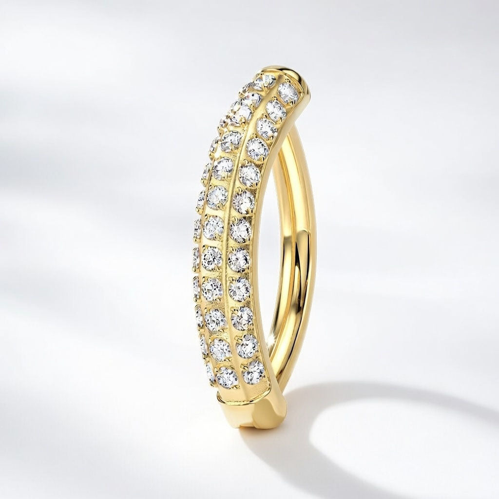 Bauchnabelpiercing Ring aus Titan drei Reihen CZ