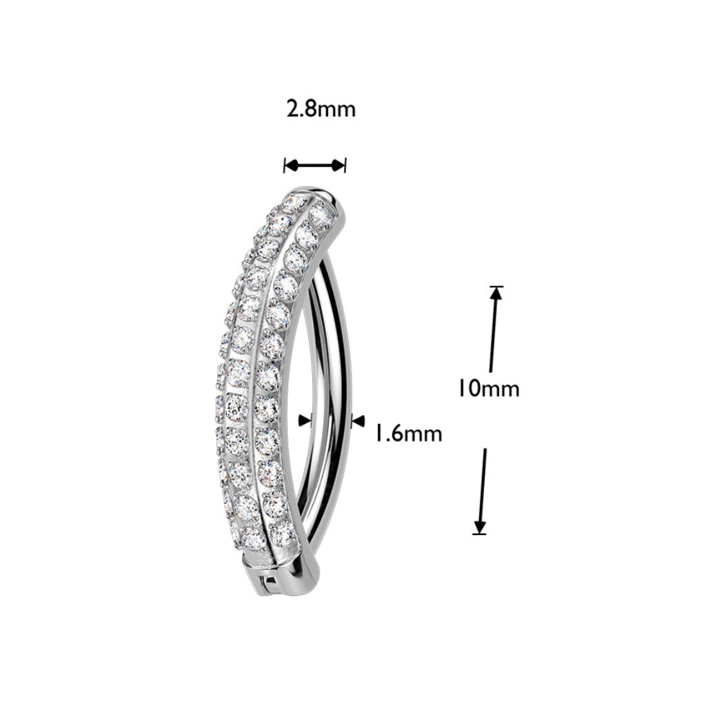 Bauchnabelpiercing Ring aus Titan drei Reihen CZ