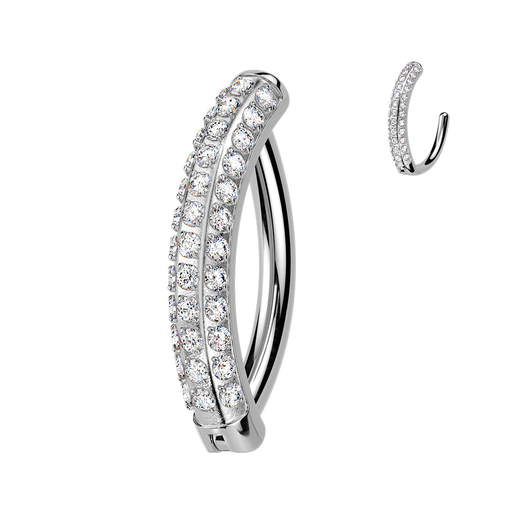 Bauchnabelpiercing Ring aus Titan drei Reihen CZ