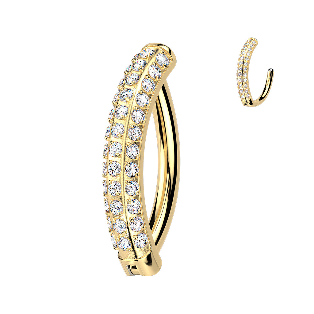Bauchnabelpiercing Ring aus Titan drei Reihen CZ