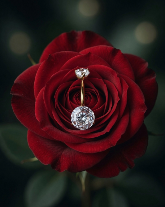 Bauchnabelpiercing aus Titan Rosenschliff 24K